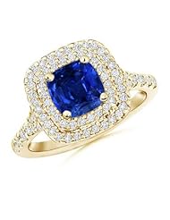Halo Round Diamond and Blue Sapphire Engagement Ring- 1.5 ct TGW