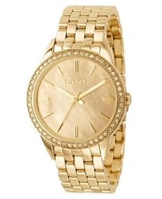 DKNY #NY4757 Women's Gold Tone Oversized MOP Dial Watch
