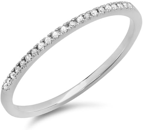 Women’s 14K Gold Round Diamond Wedding Stackable Ring (0.08 ctw, I-J Color, I1-I2 Clarity)