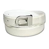 White Genuine Snake Skin Bonded Leather Belt - Regular