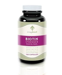 Omegaboost Biotin for Stronger Hair and Nails (120 Capsules) - 5,000 MCG - Prevent Splitting & Brittle Fingernails - Supports Cellular Energy, Boost Stamina & Maintains Strong Bones