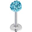 16 Gauge Aqua Ferido Ball Labret Monroe Tragus MADE WITH SWAROVSKI ELEMENTS