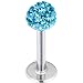 16 Gauge Aqua Ferido Ball Labret Monroe Tragus MADE WITH SWAROVSKI ELEMENTS