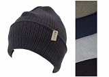 Mens Plain Thermal Knitted Slouch Beanie Hat (One size) (Black)