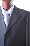 Men's Superior 150s Single Breasted Three Button Charcoal Pinstripe 3 PCS Vested Dress Suit