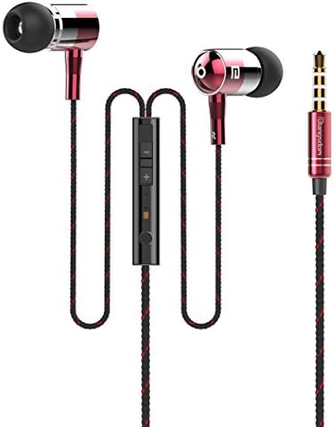 Dastone Universal Earbuds Metal In-ear Noise-isolating Headphones Earbuds with Remote &amp; Mic &amp; Volume Control for Smartphones Tablets Laptops Earphone Andriod Iphone (Red)