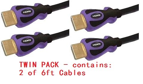 PTC Premium Gold Series High Speed HDMI Cable, 6 feet (2-Pack)
