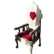 Indian Antique Queen of Hearts Chair Red Velvet Cushion Chair - Beautiful Floral Hand Carving Furniture