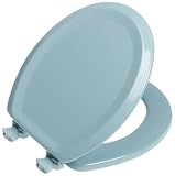 Tools & Hardware : Mayfair 25EC 034 Designer Series Traditional Wood Toilet Seat with Easy-Clean Hinges, Round, Sky Blue