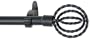 Window Curtain Rod / Drapery Rod 28 Inch - 48 Inch Concentric Rings Bl