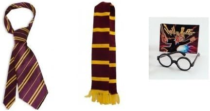 Harry Potter Style Scarf Tie Glasses Set Hogwarts School Boy World Book Day Fancy Dress Costume (RB Fashions Clothing) by RB Fashions