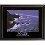 FOCUS Motivational Ocean Lighthouse Picture Black Framed Art Print by Art Prints Inc