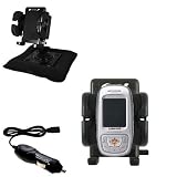 Samsung SGH-E350 Auto Bean Bag Dash Holder with Car Charger - Uses Gomadic TipExchange