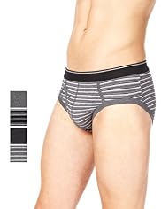 4 Pack Authentic Cool & Fresh™ Stretch Cotton Striped Briefs with Stay New™
