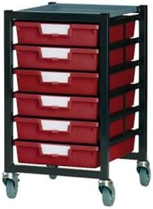 Standard Width Home Office Portable 6 Reversible Tray Mobile Metal Storage Rack In Dark Grey