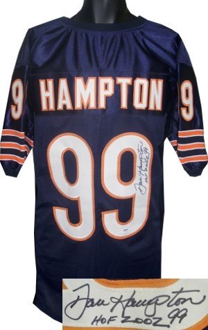 Dan Hampton Autographed/Hand Signed Chicago Bears Navy Prostyle Jersey HOF 2002- PSA Hologram