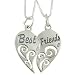 Set of 2 Sterling Silver Best Friends Heart Pendants on 18