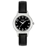 Timex Ladies Diamond Accented Black Leather Strap Watch #T2M576 by Timex
