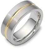 8mm Titanium & 14 Karat Yellow Gold Classic Wedding Band Ring