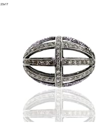 .925 Sterling Silver 23*17mm Diamond Pave Spacer Bead Jewelry