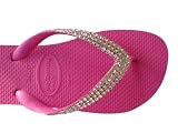 SWAROVSKI CRYSTAL HAVAIANAS SANDALS THONGS, FLIP FLOPS HOT PINK/CLEAR U.S. SIZES 4-10