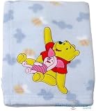 Winnie the Pooh and Piglet Fleece Baby Blanket with Applique - Blue