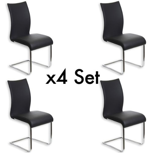 Schwingstuhl ALADINO Set mit 4 Stühlen chrom/schwarz