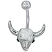 Green Crystal Longhorn Skull Dangle Belly Ring