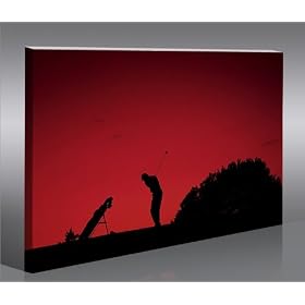 Golfing Golf 100 x 65 * Tableau sur Toile avec Cadre en Bois Poster Tableaux