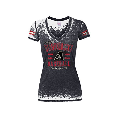 MLB Women's Burnout Washed Baby Jersey Short Sleeve V-Neck Tee