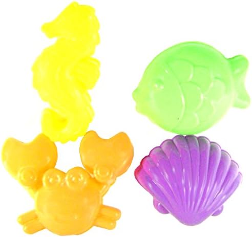 Sea Life Sand Mold Beach Toy Set of 4 Plastic Toys Sandbox Summer Fun Crab