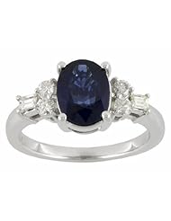 14K White Gold Sapphire and Diamond Ring -- LIFETIME WARRANTY