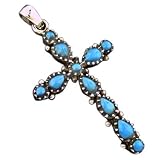 Sterling Silver Reconstituted Turquoise Cross Pendant--Hawaiian Silver Jewelry