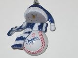 LOS ANGELES DODGERS 2.5 Striped Snowman with Scarf Home Run Baseball CHRISTMAS ORNAMENT