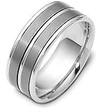 6mm Titanium & 18 Karat White Gold Detailed Wedding Band Ring