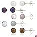 Sterling Silver Genuine Freshwater Cultured Brown, Black ,Pink, White, Gray Button Pearl 5.5-6mm Stud Earring Set
