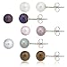 Sterling Silver 5 Pair Multi Color Freshwater Pearl White, Peacock, Pink, Grey, Chocolate Stud Earring Set