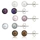 Sterling Silver 5 Pair Multi Color Freshwater Pearl White, Peacock, Pink, Grey, Chocolate Stud Earring Set