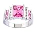 Princess CZ Pink Sapphire Diamond Silver Ring