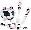 Kitchen Craft Let's Make Children's Mixing Bowl and Mini Silicone Tool Gift Set Cow Patterned