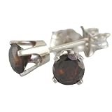 1 Ct. Round Cut Red Diamond Stud Earrings in 14K White Gold