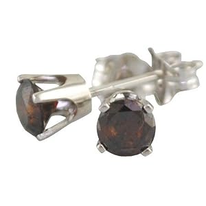 1/2 Ct. Round Cut Red Diamond Stud Earrings in 14K White Gold