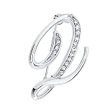Silver Toned Initial Letter Brooch Pin - Q