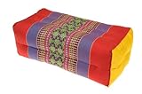 Pillow Block 35x15x10cm, kapok-filled, Support Cushion for Yoga and Meditation, Traditional Design Red&Green