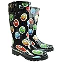 Blue Banana Smiley Face Print Wellies (Black)