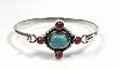 Silver Stone Bangle Bracelet, Size: 24mm
