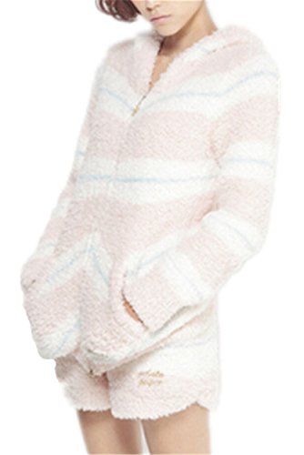 ルームウェア レディース 【gelato pique ジェラート ピケ】 冬 秋 春 もこもこ パーカー ショートパンツ 上下セット フリース マシュマロタッチ ボーダー 【並行輸入品】 SY-99