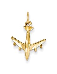 14k Yellow Gold 3-D Airplane Pendant. Metal Wt- 1.07g