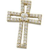 14K Yellow Gold Diamond Cross Pendant
