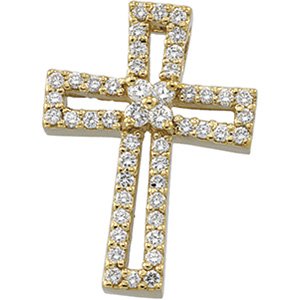 14K Yellow Gold Diamond Cross Pendant
